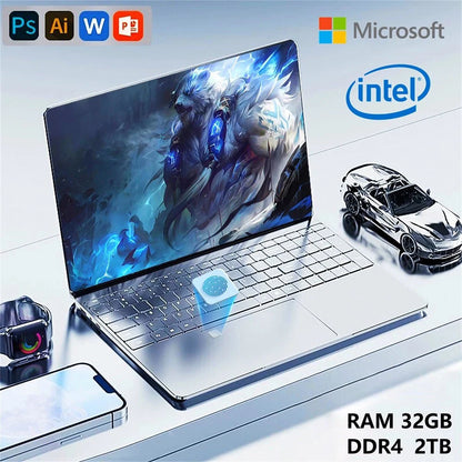 15.6" Portable Laptop Intel N5095 32GB Ram DDR4 2TB SSD Windows 11 Notebook Pc Gamer  Office Computer with Backlit Fingerprint u