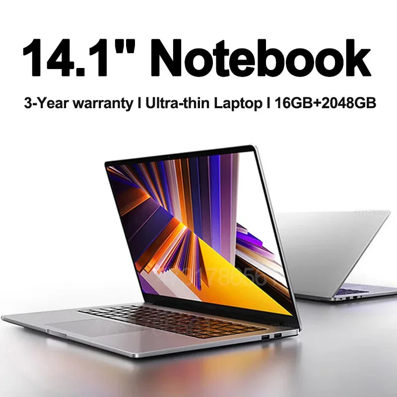 Ultra Slim 14.1" Laptop 16GB RAM 2TB SSD Intel N3700 Notebook Gamer  1920*1080  Display Office Study Computer PC Windows 11 Pro