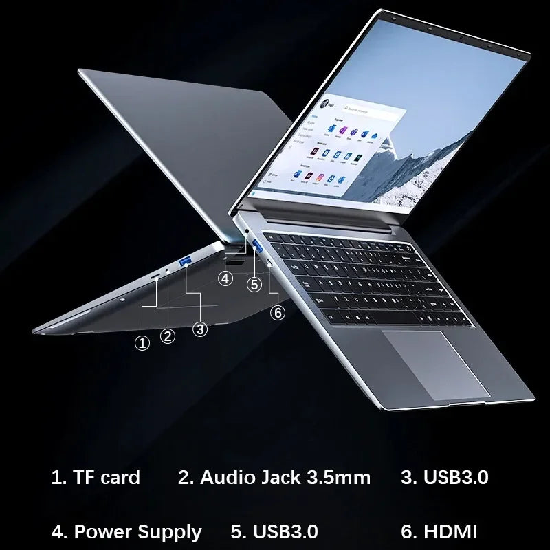 2024 Laptop Intel Pentium N3700 16GB RAM 2TB SSD Notebook 1920*1080 Resolution Windows 11 Unlock Computer Office Study gamer PC